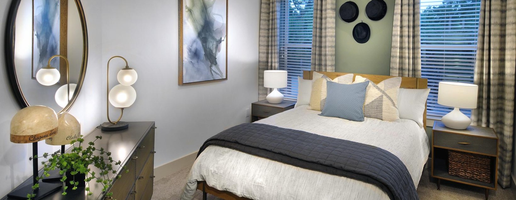 a bedroom with a large bed